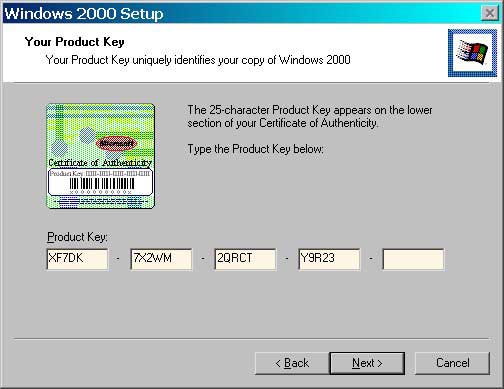 windows 2000 product key